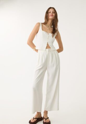 Culotte met coupenaden van linnenmix