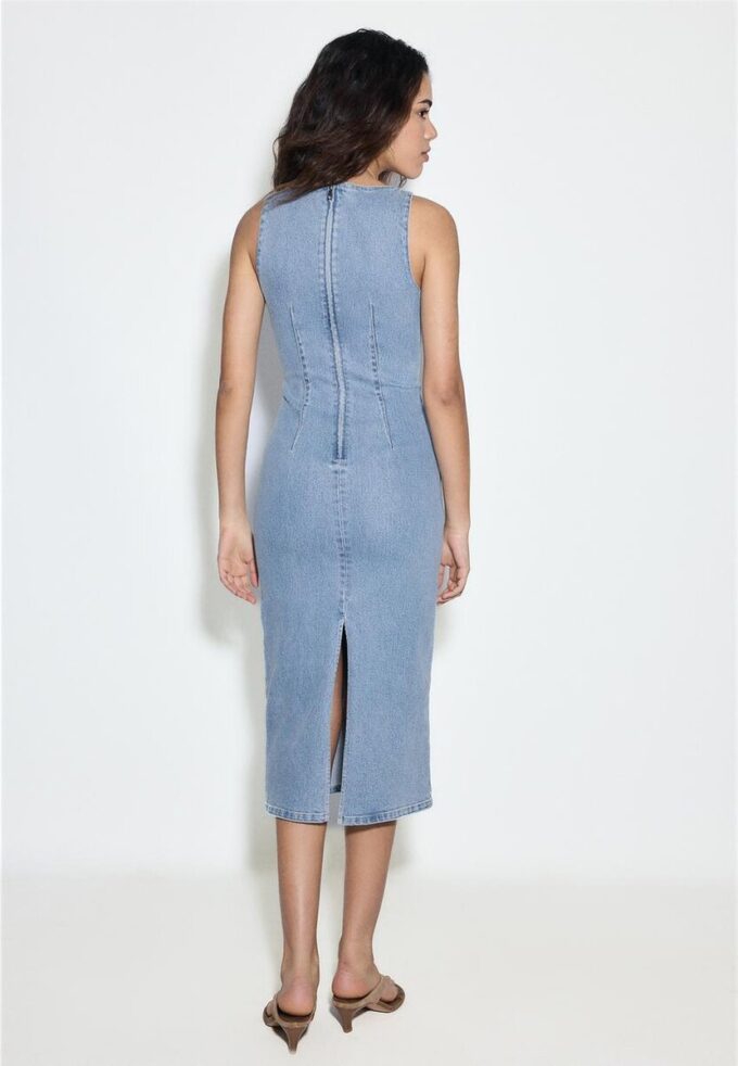 Denim midi-jurk