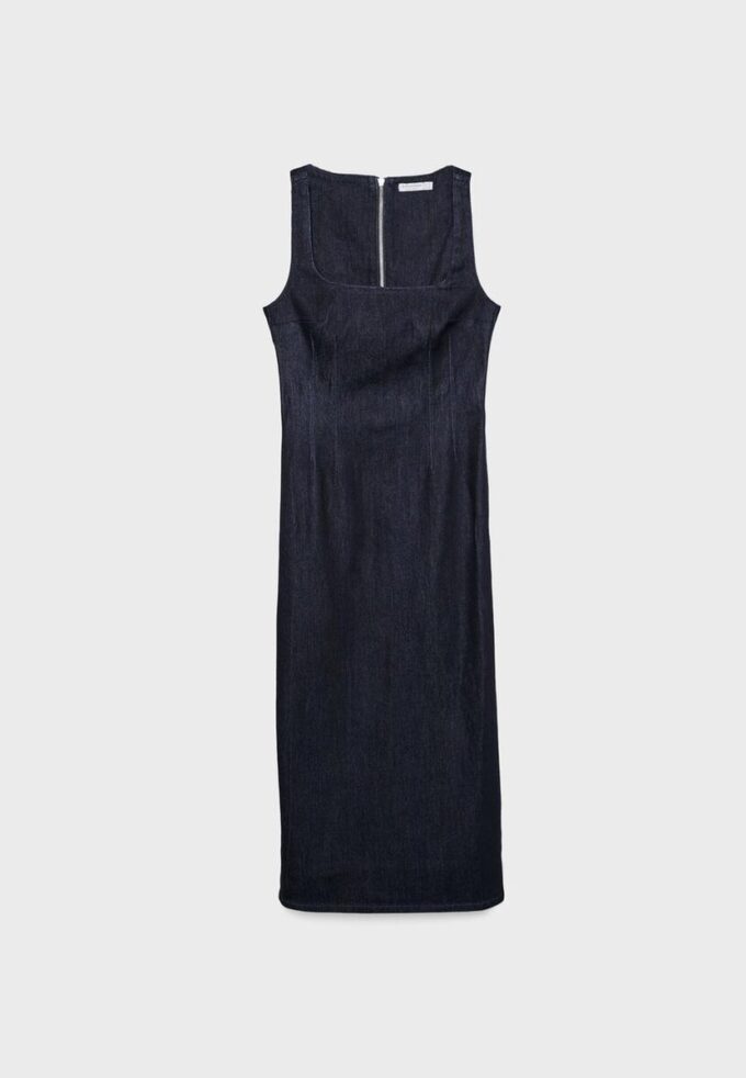 Denim midi-jurk