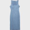 Denim midi-jurk