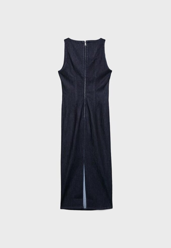 Denim midi-jurk