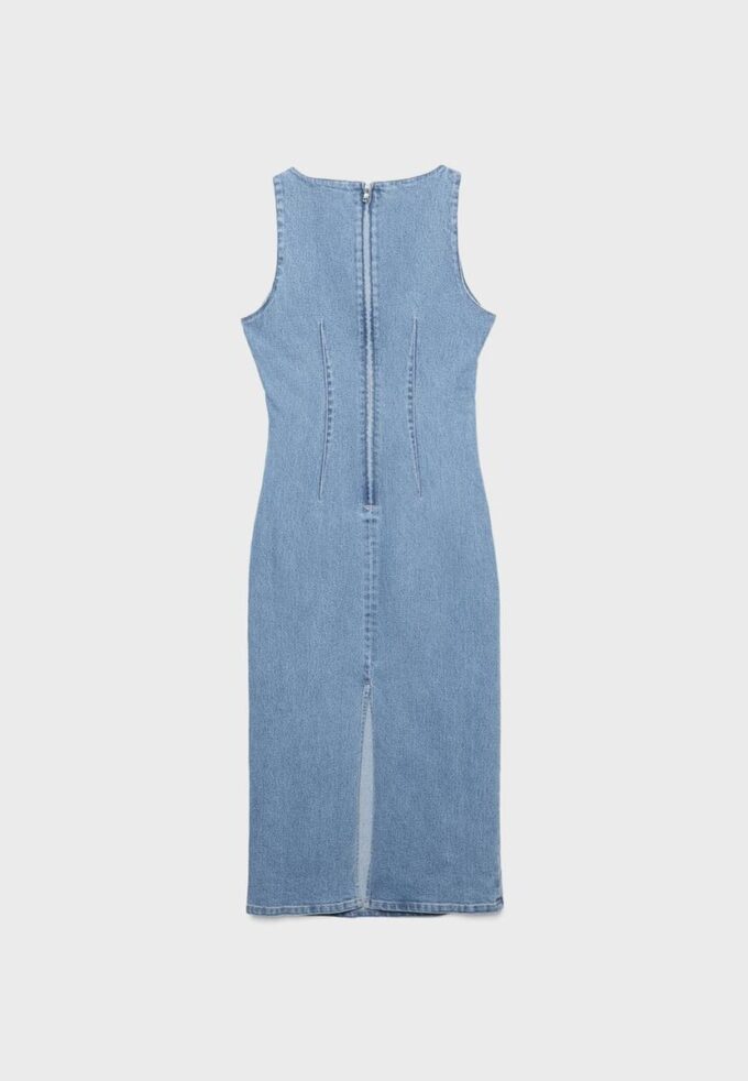 Denim midi-jurk
