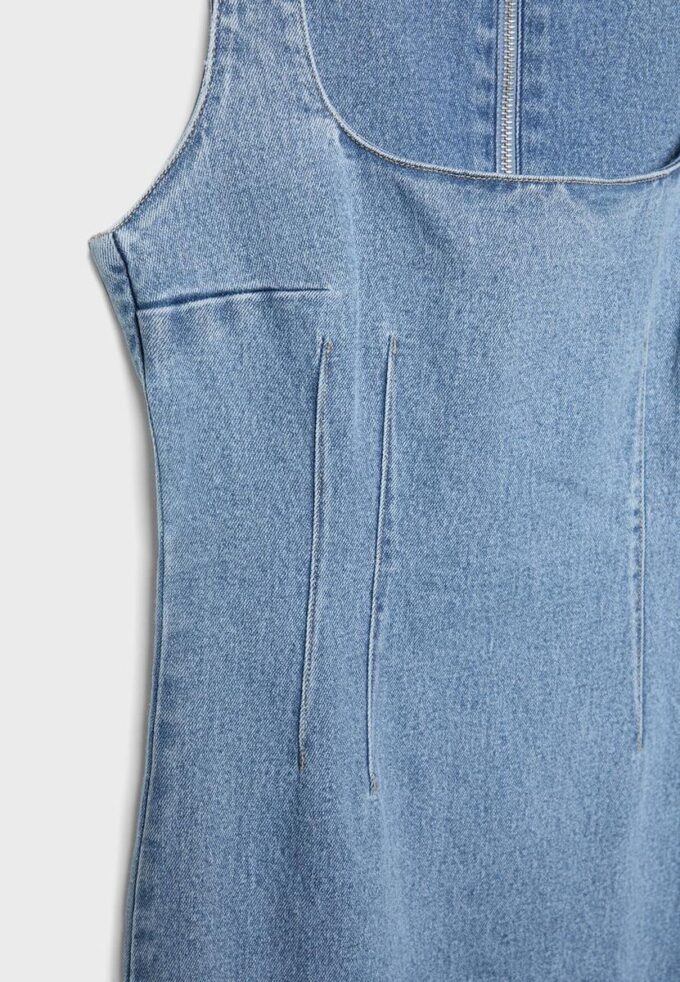 Denim midi-jurk