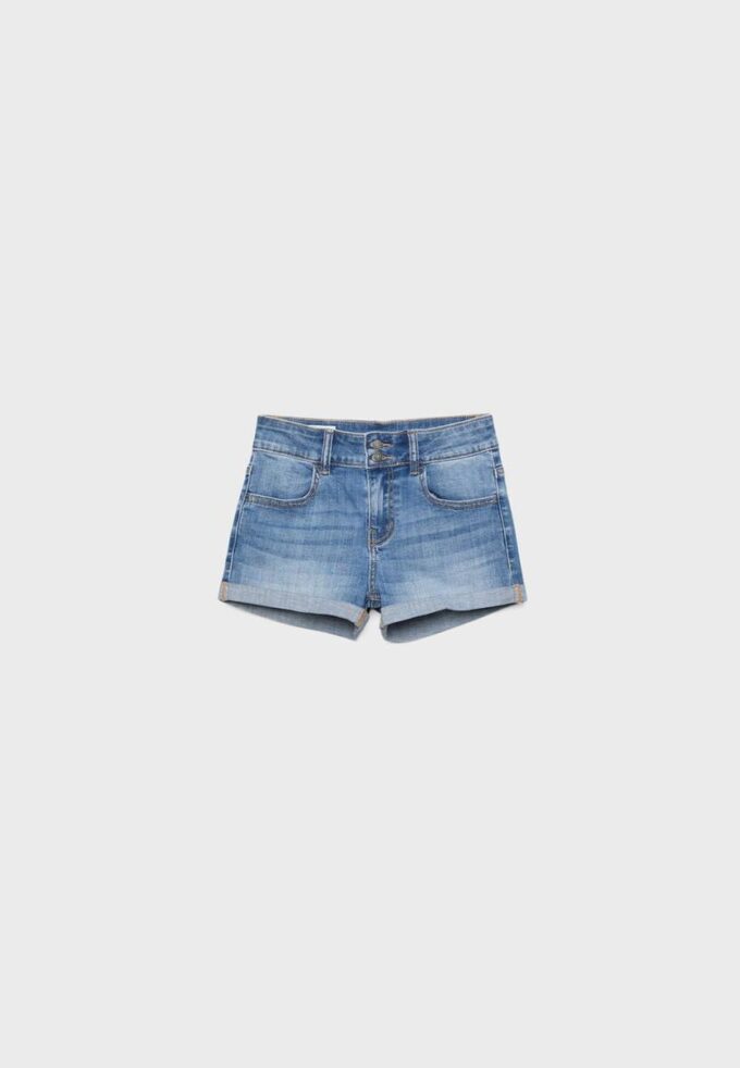 Denimshort met omgeslagen zoom