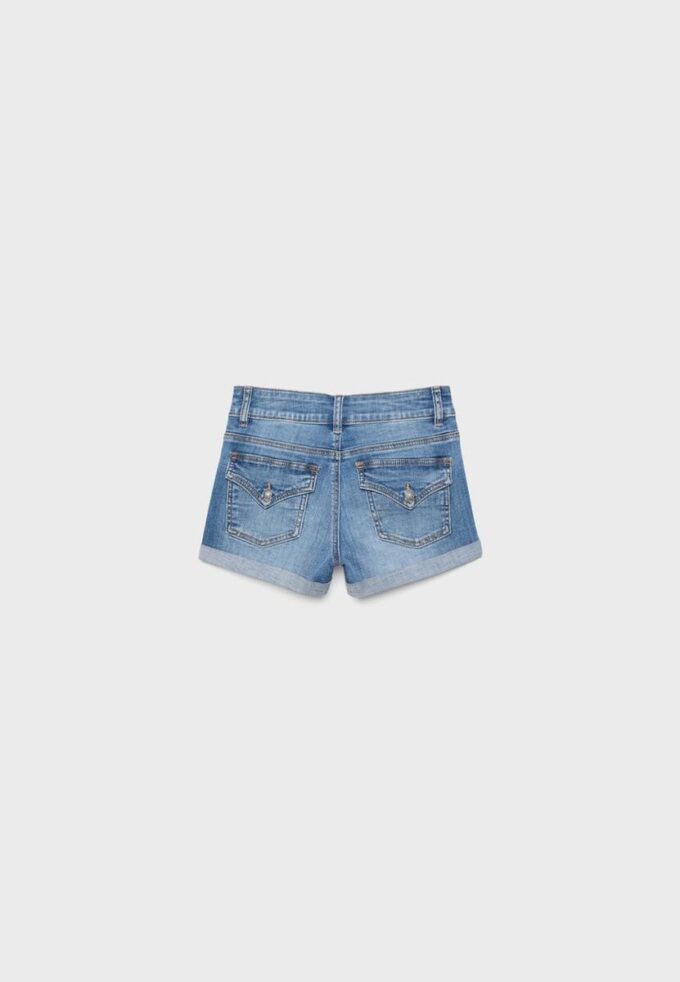 Denimshort met omgeslagen zoom
