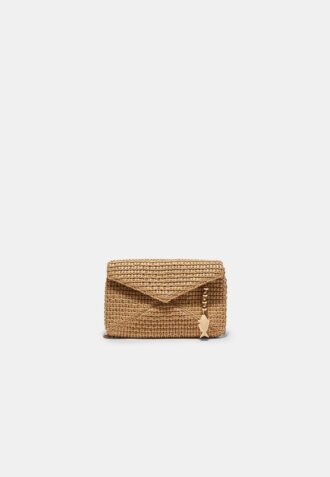 Envelop-crossbodytas met raffia-effect