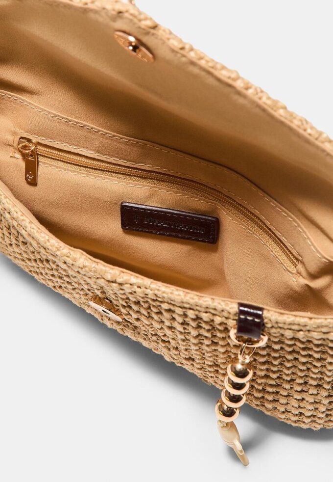 Envelop-crossbodytas met raffia-effect