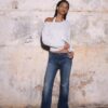 Geborduurde bell-bottom jeans met zak Geborduurde bell-bottom jeans met zak