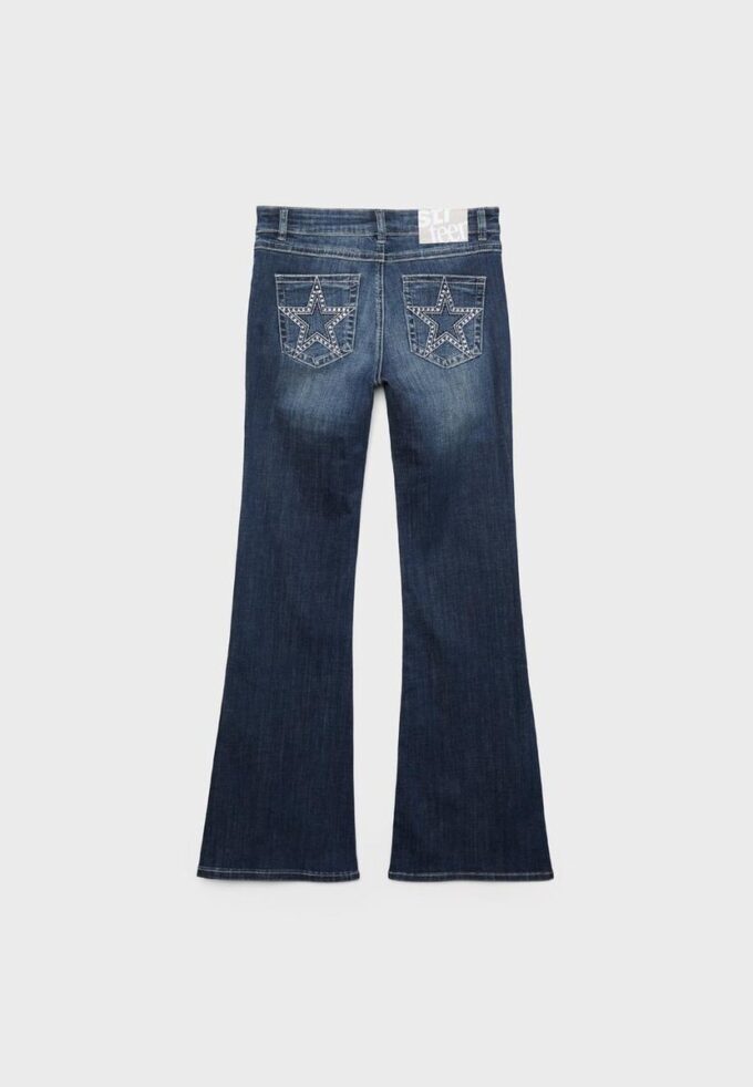 Geborduurde bell-bottom jeans met zak Geborduurde bell-bottom jeans met zak