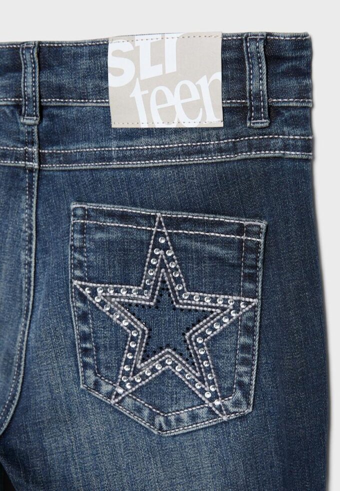 Geborduurde bell-bottom jeans met zak Geborduurde bell-bottom jeans met zak