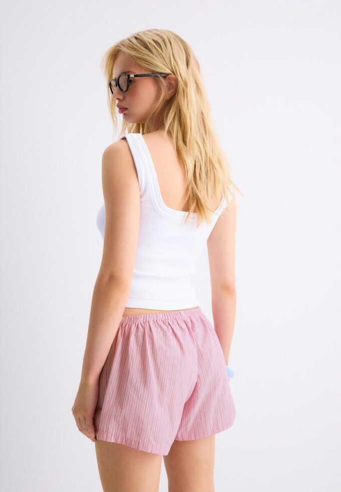 Geborduurde gestreepte sarong-Skort