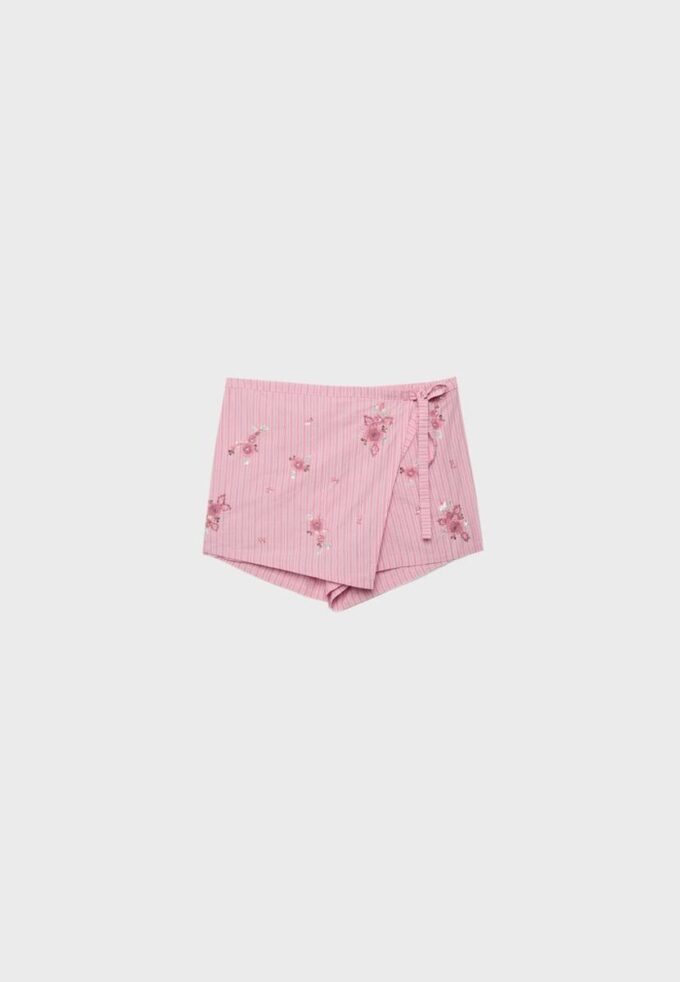 Geborduurde gestreepte sarong-Skort