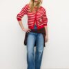 Gebreid vest met knopen en raglanmouwen