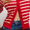 Gebreid vest met knopen en raglanmouwen