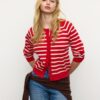 Gebreid vest met knopen en raglanmouwen