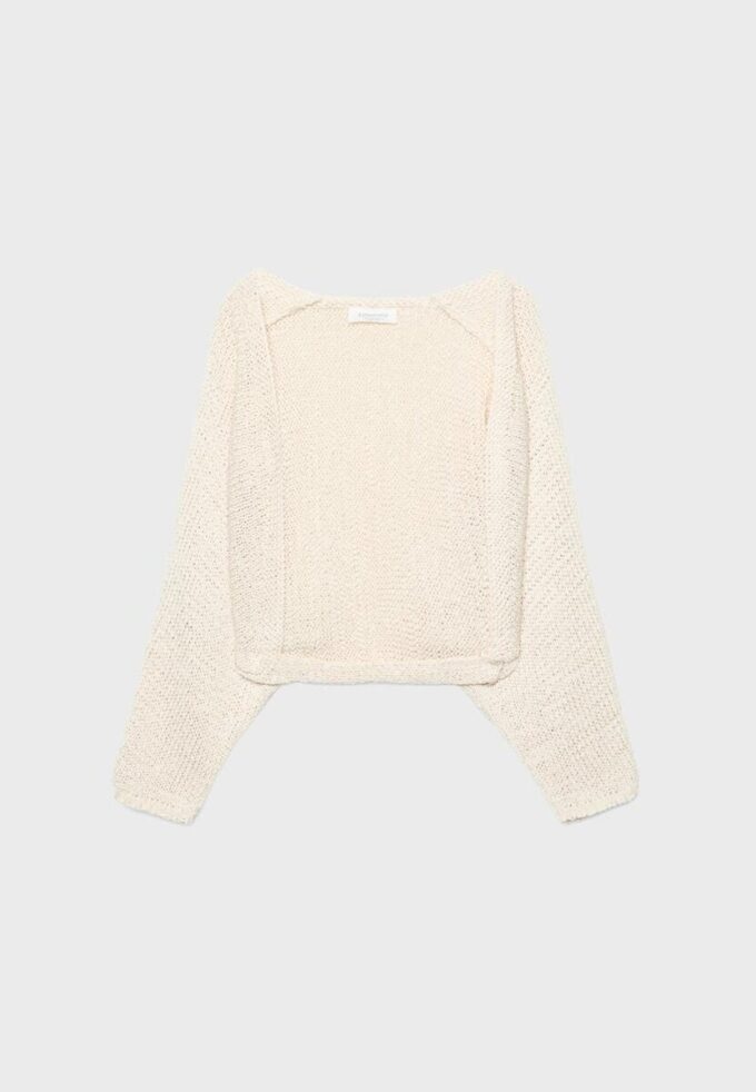 Gebreid vest met vleermuismouwen en strik