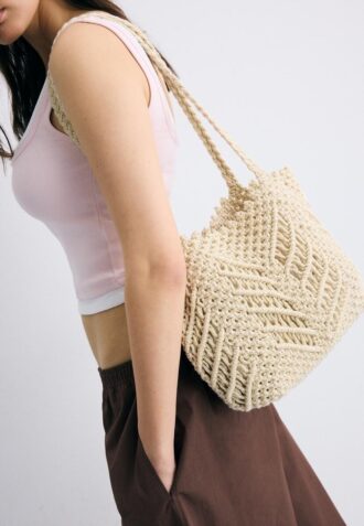 Gehaakte shopper met metallic draad