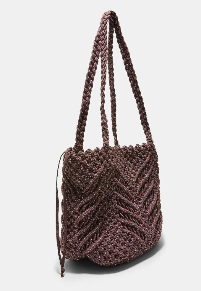Gehaakte shopper met metallic draad Gehaakte shopper met metallic draad