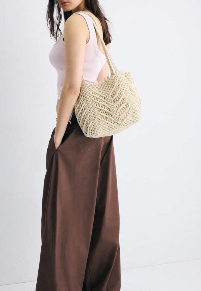 Gehaakte shopper met metallic draad Gehaakte shopper met metallic draad