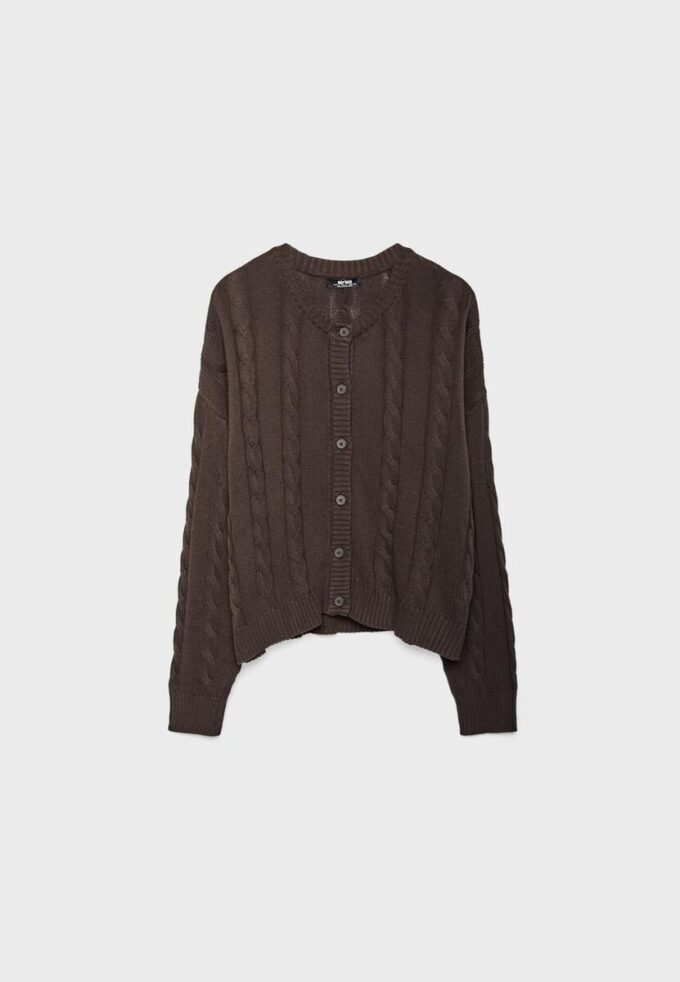 Geknoopt vest met kabelpatroon Geknoopt vest met kabelpatroon