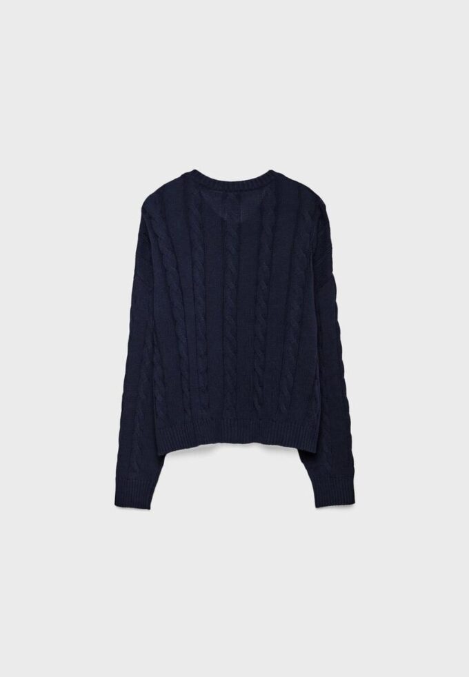 Geknoopt vest met kabelpatroon Geknoopt vest met kabelpatroon