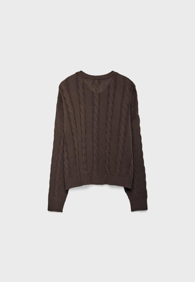 Geknoopt vest met kabelpatroon Geknoopt vest met kabelpatroon