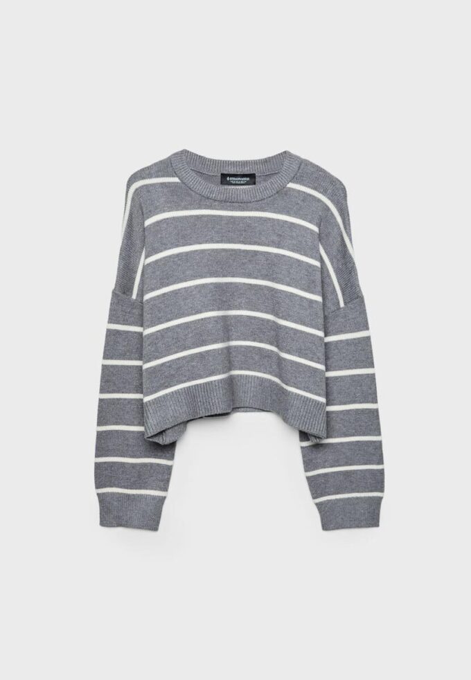 Gestreepte cropped gebreide trui Gestreepte cropped gebreide trui