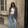 Gestreepte open blazer Gestreepte open blazer