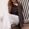 Gestreepte open blazer Gestreepte open blazer