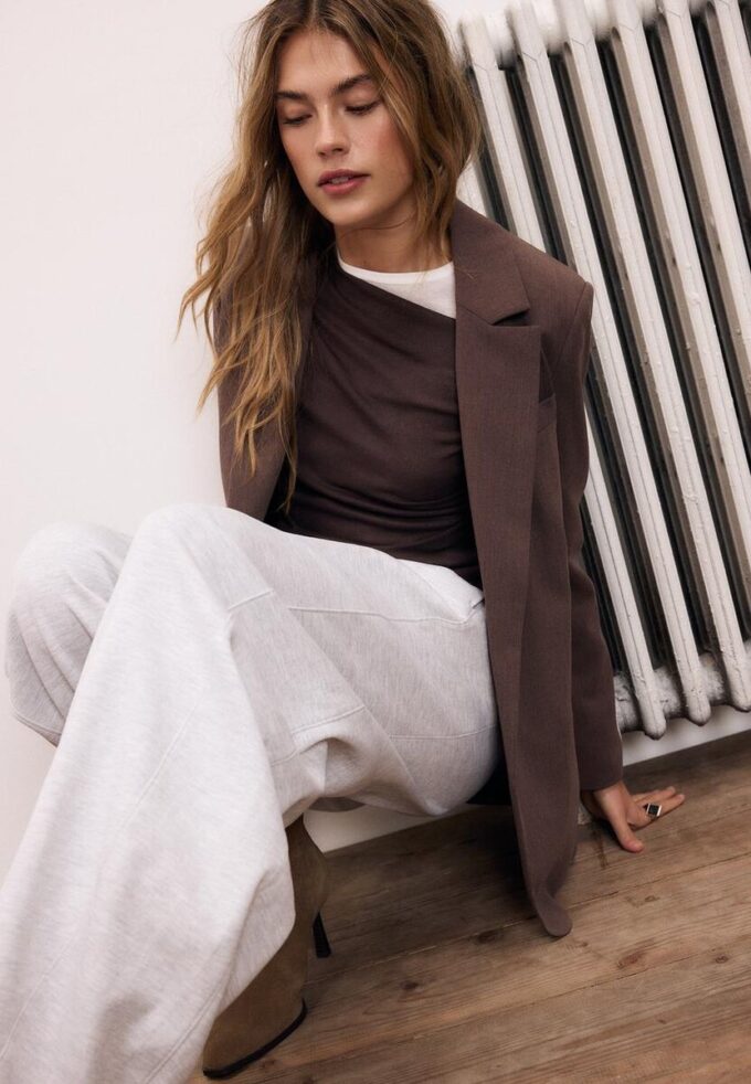 Gestreepte open blazer Gestreepte open blazer