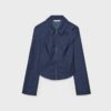 Getailleerd denim overhemd met dubbele ritssluiting Getailleerd denim overhemd met dubbele ritssluiting