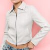 Getailleerd jasje met leerlook Getailleerd jasje met leerlook