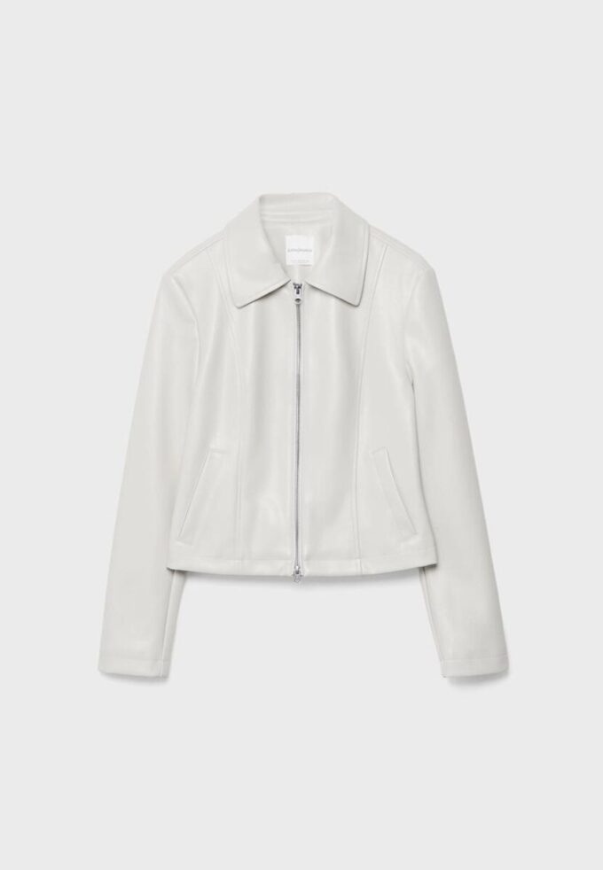 Getailleerd jasje met leerlook Getailleerd jasje met leerlook