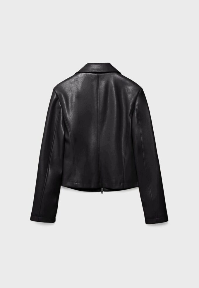 Getailleerd jasje met leerlook Getailleerd jasje met leerlook