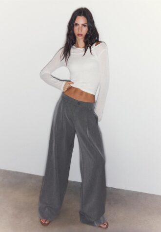 Getailleerde broek met Wide Leg pijpen en coupenaden