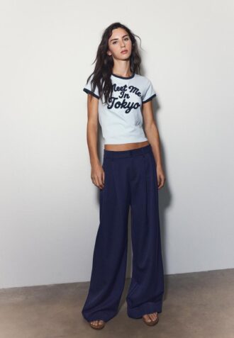 Getailleerde broek met Wide Leg pijpen en coupenaden