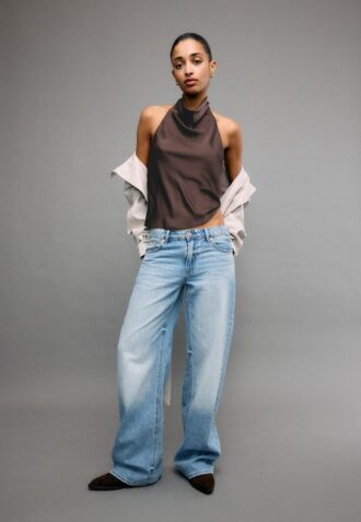 Haltertop met satijneffect