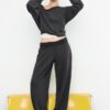 Joggingbroek met rechte pijpen en gewassen effect Joggingbroek met rechte pijpen en gewassen effect