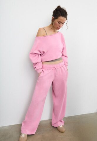 Joggingbroek met rechte pijpen en gewassen effect