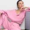 Joggingbroek met rechte pijpen en gewassen effect Joggingbroek met rechte pijpen en gewassen effect