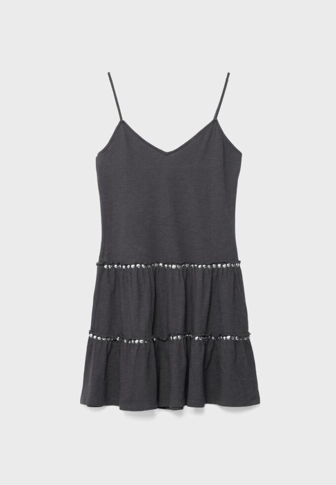 Jurk met ruches en studs
