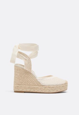 Jute sleehakken met vetersluiting Jute sleehakken met vetersluiting