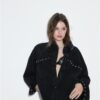 Kort denim overshirt met studs