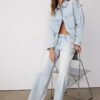 Kort denim overshirt met studs Kort denim overshirt met studs