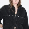Kort denim overshirt met studs