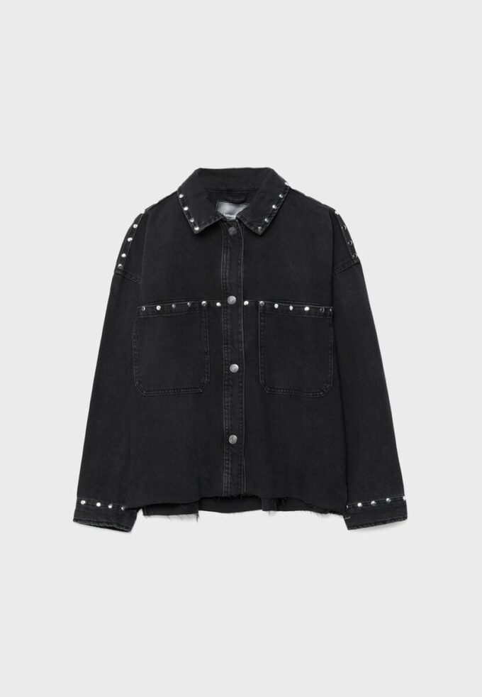 Kort denim overshirt met studs
