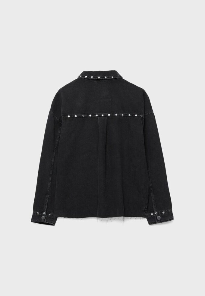 Kort denim overshirt met studs
