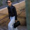 Korte blazer met leerlook Korte blazer met leerlook