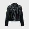 Korte blazer met leerlook Korte blazer met leerlook