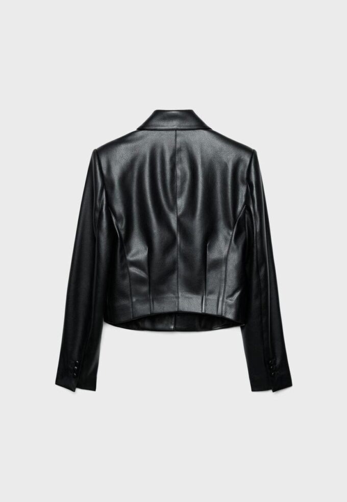 Korte blazer met leerlook Korte blazer met leerlook